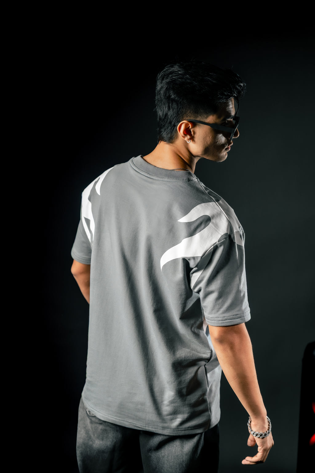 Flamewave Oversized Tee – Steel Grey