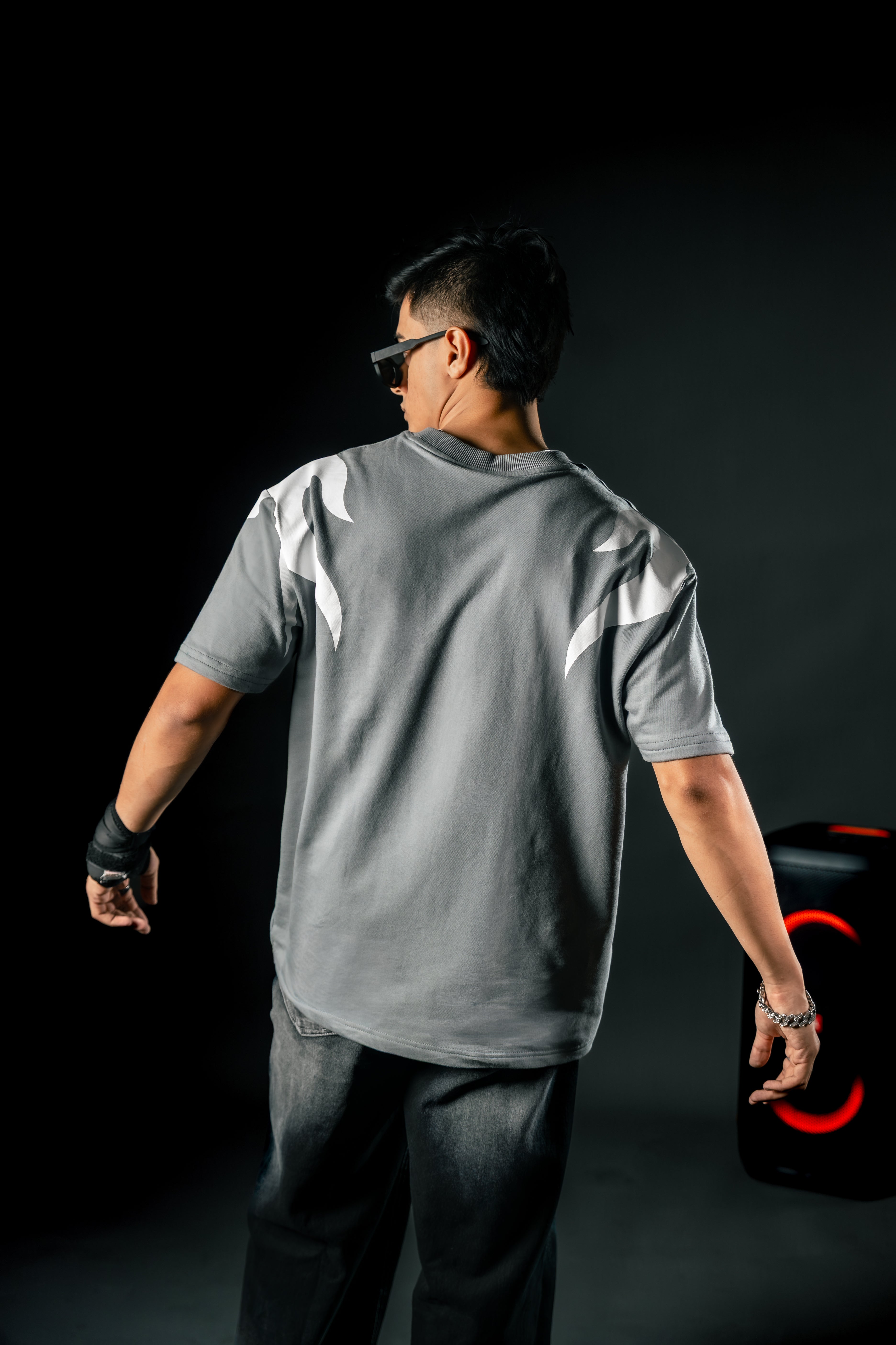 Flamewave Oversized Tee – Steel Grey