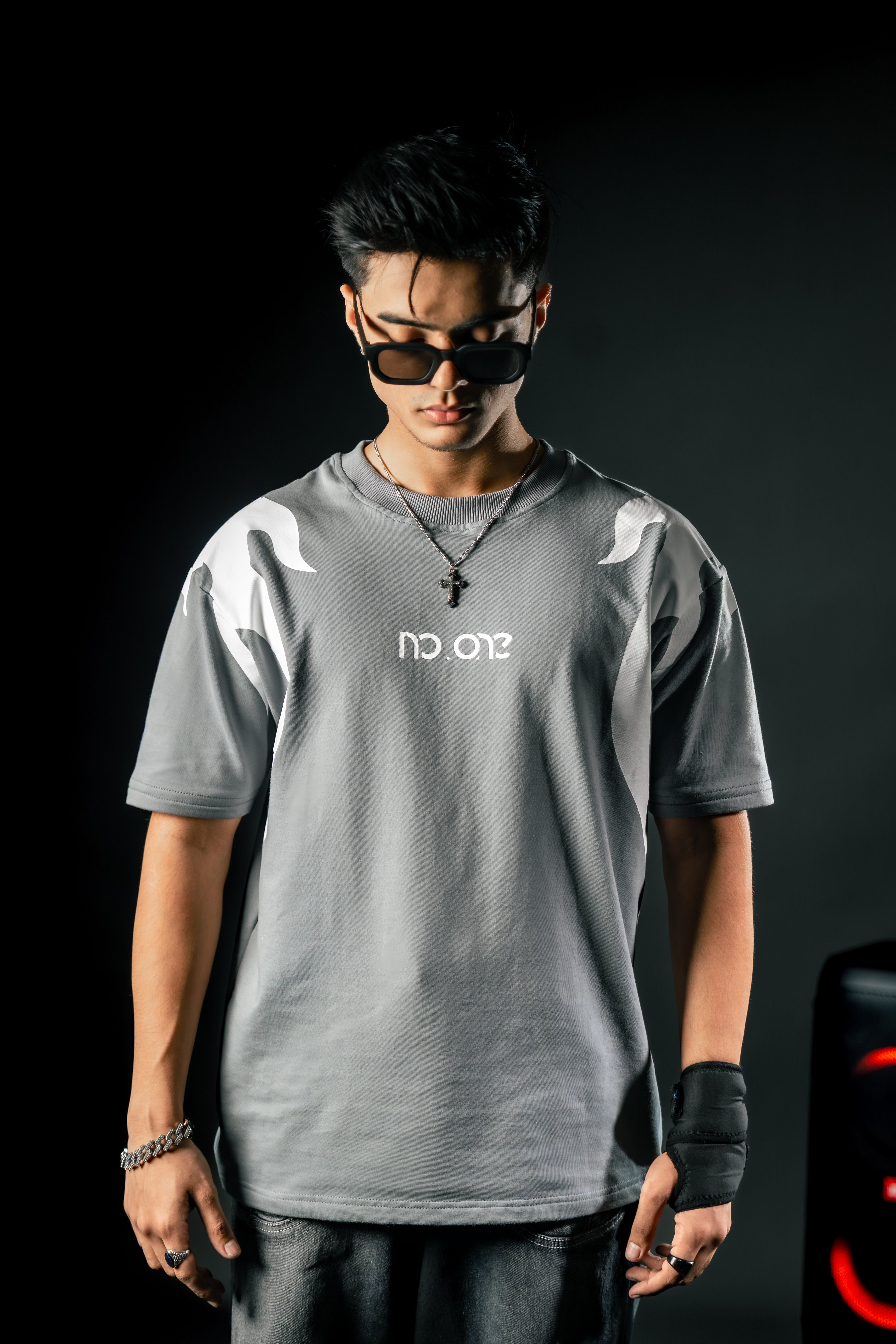 Flamewave Oversized Tee – Steel Grey