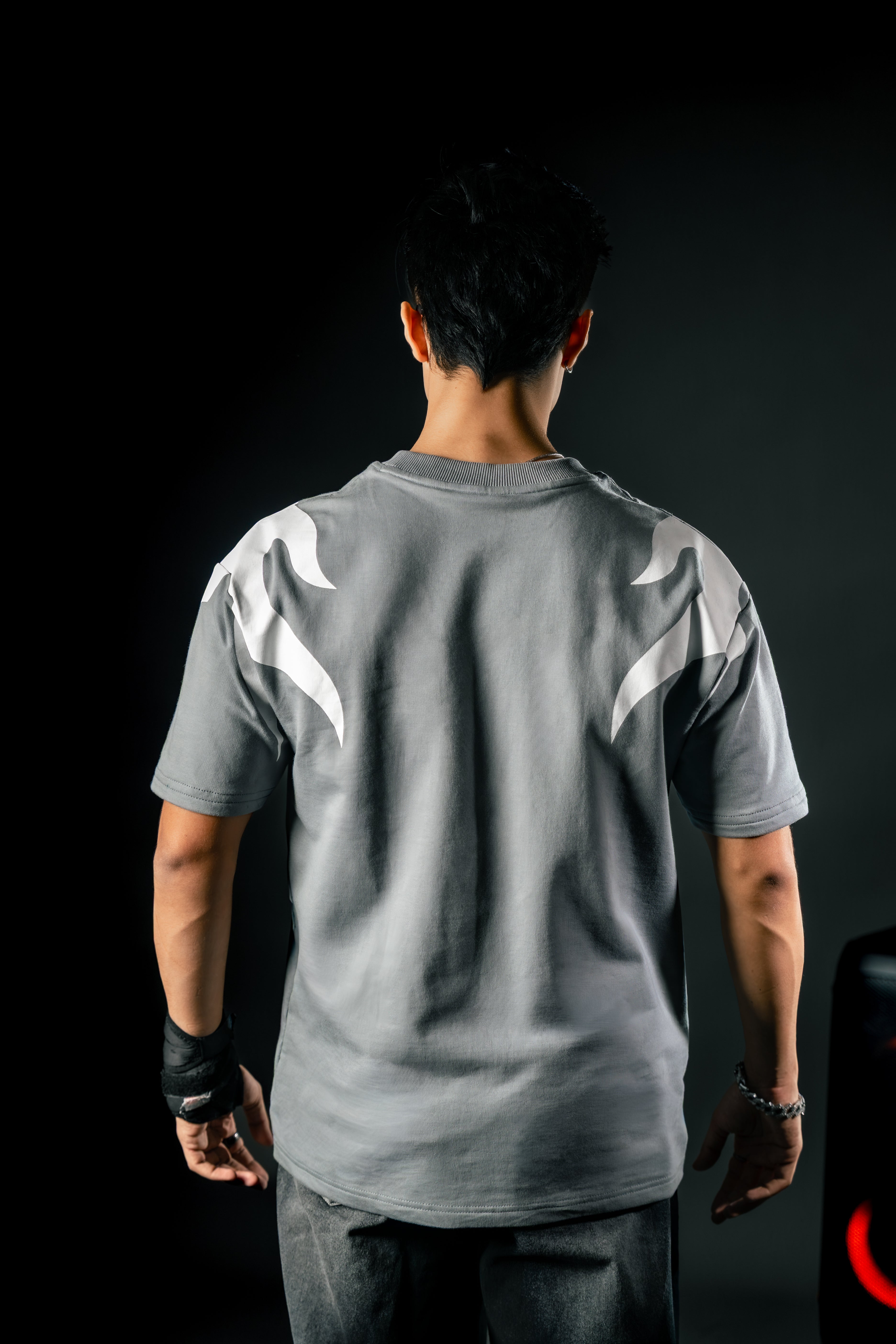 Flamewave Oversized Tee – Steel Grey